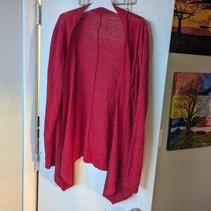 Eileen Fisher 100% Linen Red Cardigan Size Large